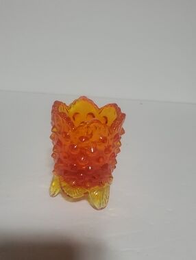 Vtg Fenton Amberina Hobnail Footed Toothpick Holder